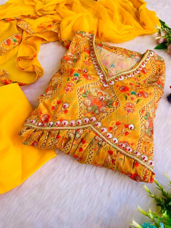 FWMBL SUMMER SPCIAL ALIYA CUT DRESS PANT DUPATTA SET COLLECTION - M-38, Yellow Sea