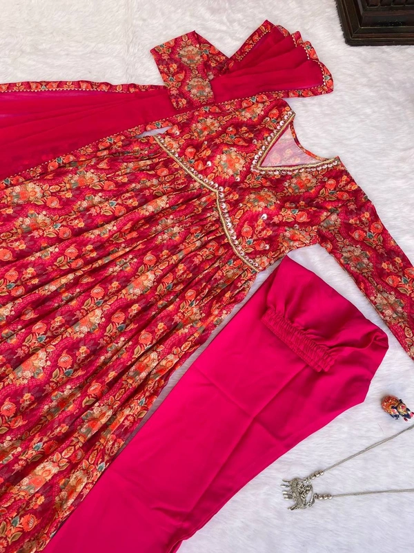 FWMBL SUMMER SPCIAL ALIYA CUT DRESS PANT DUPATTA SET COLLECTION - M-38, Brick Red