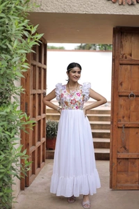 FWMV DESIGNER MULTI SEQUINS EMBROIDRY WORK GOWN - M-38, White