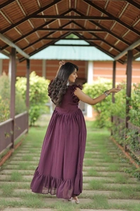 FWMV DESIGNER MULTI SEQUINS EMBROIDRY WORK GOWN - M-38, Eggplant