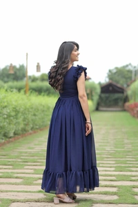 FWMV DESIGNER MULTI SEQUINS EMBROIDRY WORK GOWN - M-38, Navy Blue