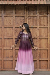 FWMV PREMIUM DESIGNER MULTI COLOUR SEQUINS EMBROIDRD GOWN - M-38, Cannon Pink