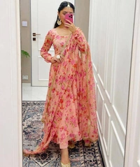 FWMV DIGITAL PRINTED GEORGETTE GOWN WITH DUPATTA - M-38, Pink
