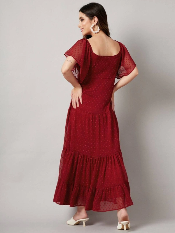 FWMV DESIGNER THOUSAND BUTTI WORK GOWN. - M-38, Red