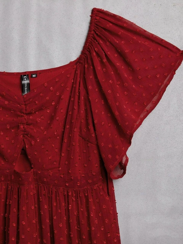 FWMV DESIGNER THOUSAND BUTTI WORK GOWN. - M-38, Red