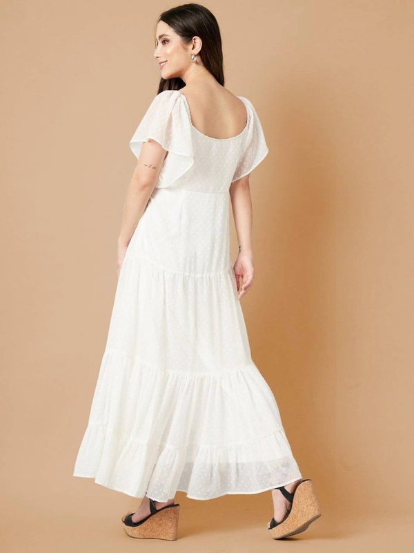 FWMV DESIGNER THOUSAND BUTTI WORK GOWN. - M-38, White