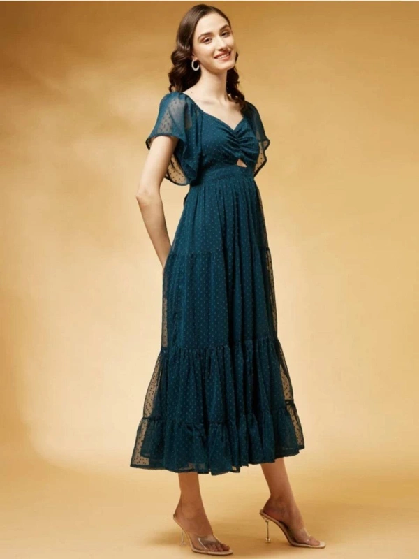 FWMV DESIGNER THOUSAND BUTTI WORK GOWN. - M-38, Blue