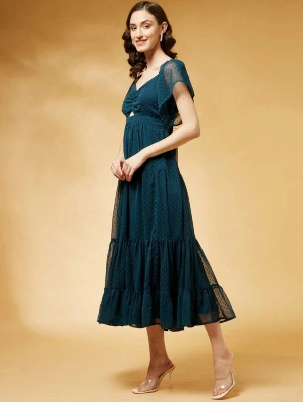 FWMV DESIGNER THOUSAND BUTTI WORK GOWN. - M-38, Blue