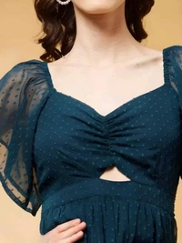 FWMV DESIGNER THOUSAND BUTTI WORK GOWN. - M-38, Blue