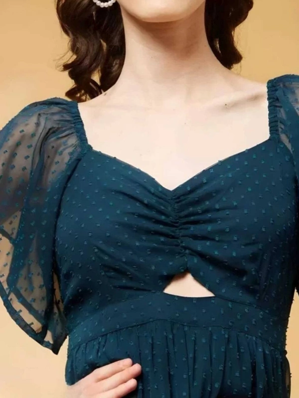FWMV DESIGNER THOUSAND BUTTI WORK GOWN. - M-38, Blue