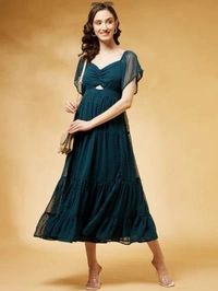 FWMV DESIGNER THOUSAND BUTTI WORK GOWN. - M-38, Blue