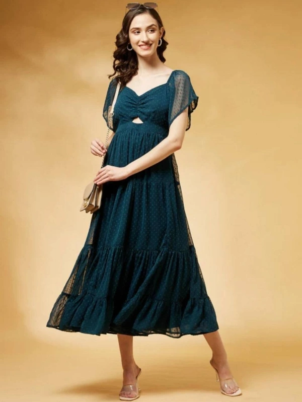 FWMV DESIGNER THOUSAND BUTTI WORK GOWN. - M-38, Blue