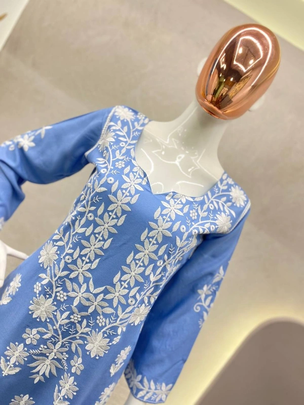 FWBE TRANDING REYON TOP WITH COTTON THREAD EMBROIDERED WORK AND WORK PLAZO - XXL-36, Ship Cove