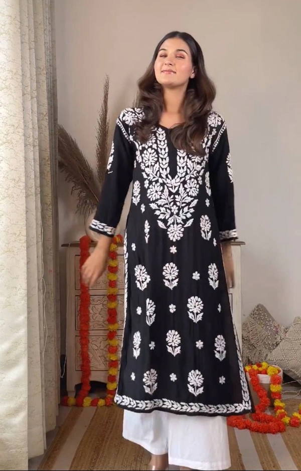 FWBE TRANDING REYON TOP WITH COTTON THREAD EMBROIDERED WORK AND WORK PLAZO - XL-42, Cinder