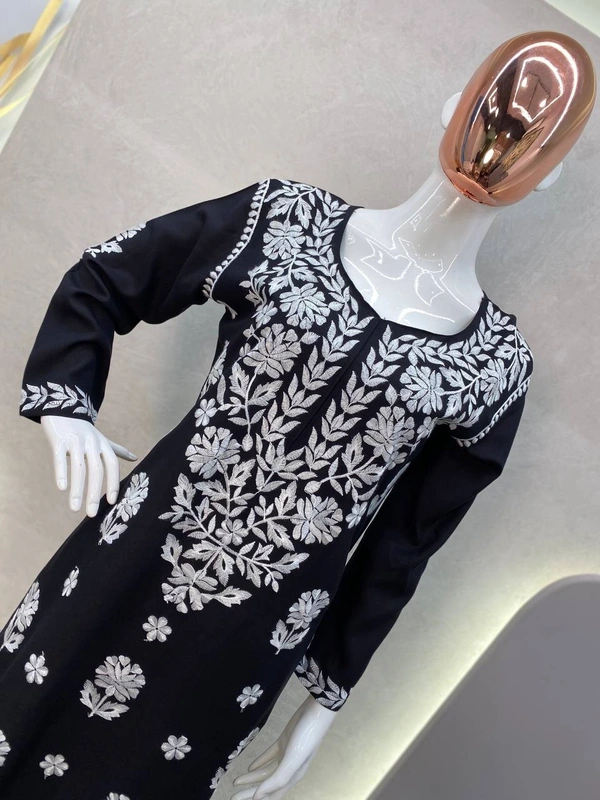 FWBE TRANDING REYON TOP WITH COTTON THREAD EMBROIDERED WORK AND WORK PLAZO - XL-42, Cinder