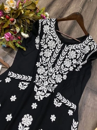 FWBE TRANDING REYON TOP WITH COTTON THREAD EMBROIDERED WORK AND WORK PLAZO - XL-42, Cinder