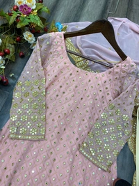 FWBE SEQUANCE WORK SUIT WITH STITCHED SARARA AND DUPATTA - XL-42, Pink