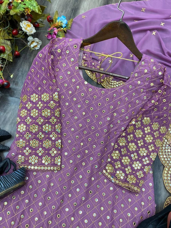 FWBE SEQUANCE WORK SUIT WITH STITCHED SARARA AND DUPATTA - M-38, Fuchsia Pink