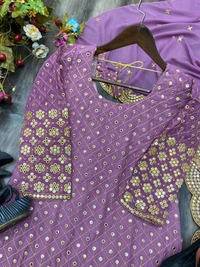 FWBE SEQUANCE WORK SUIT WITH STITCHED SARARA AND DUPATTA - XXL-44, Fuchsia Pink