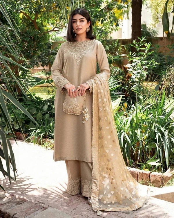 FWVF HEAVY GEORGETTE TOP WITH BEAUTIFUL FULLY EMBROIDERED &  HEAVY GEORGETTE PLAZZO - XXL-44, Pavlova
