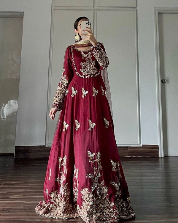 DESIGNER  EMBROIDERED ANARKALI GOWN WITH DUPATTA