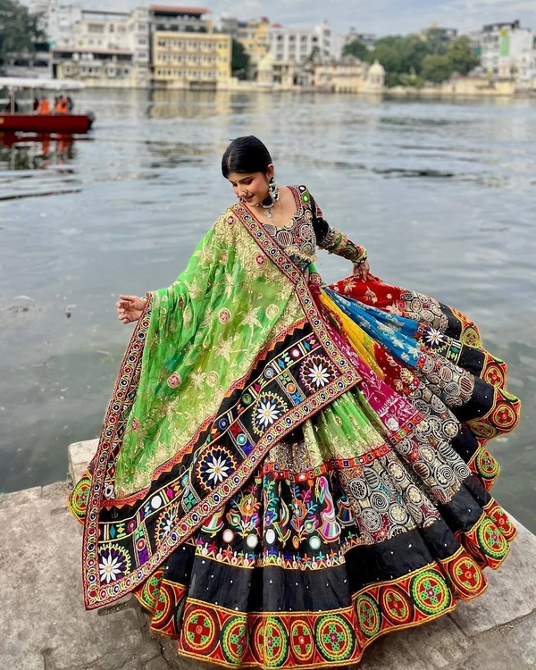 FWVF PRINTED LEHENGA CHOLI IN HEAVY MUSLIN COTTON - Multi Colour