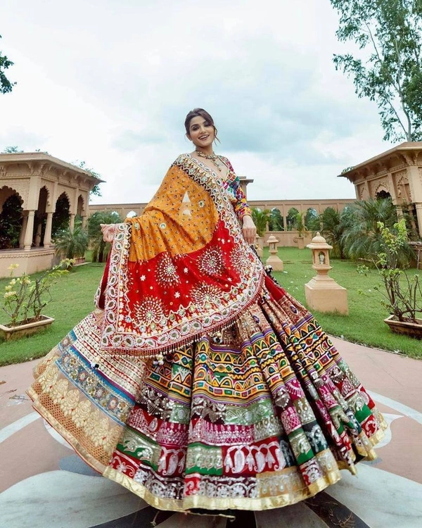 FWVF MULTI COLOR PRINTED LEHENGA WITH CHOLI IN HEAVY MUSLIN - Multi Colour