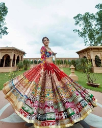 FWVF MULTI COLOR PRINTED LEHENGA WITH CHOLI IN HEAVY MUSLIN - Multi Colour
