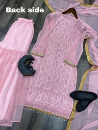 FWBE EMBROIDERY WORK SUIT WITH STITCHED SARARA AND DUPATTA - M-38, Pink