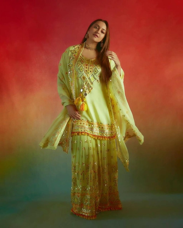 SEQUANCE EMBROIDERY WORK SUIT WITH STITCHED SARARA AND DUPATTA