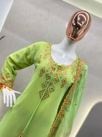 FWBE SEQUANCE EMBROIDERY WORK SUIT WITH STITCHED SARARA AND DUPATTA - M-38, Green