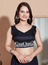 FWVLS PREMIUM SOFT GEORGETTE EMBROIDERY WORK PARTY WEAR SAREE - Black