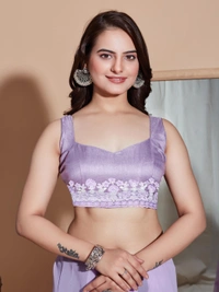 FWVLS PREMIUM SOFT GEORGETTE EMBROIDERY WORK PARTY WEAR SAREE - Light Purple