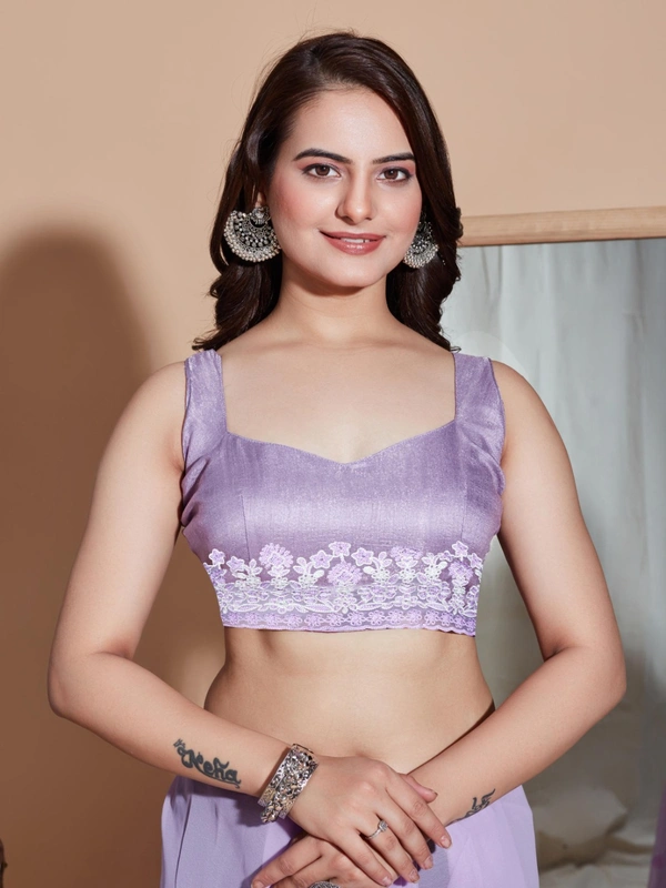 FWVLS PREMIUM SOFT GEORGETTE EMBROIDERY WORK PARTY WEAR SAREE - Light Purple