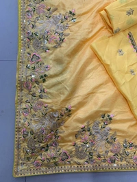 FWVFLS PARTY WEAR DOLA SOLK EMBROIDERED YELLOW SAREE - Yellow