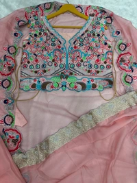 FWHB ORGENZA SHRUG WITH THREAD SEQUINS WORK BLOUSE AND SHARARA - XXL-44, Pink