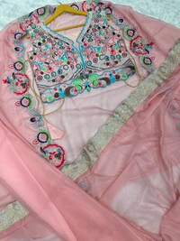 FWHB ORGENZA SHRUG WITH THREAD SEQUINS WORK BLOUSE AND SHARARA - XXL-44, Pink