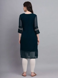 FWVLS LUCKNOWI CHIKANKARI GEORGETTE KURTI - L-40, Black Pearl