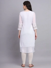 FWVLS PREMIUM GEORGETTE CHIKANKARI KURTI - M-38, White