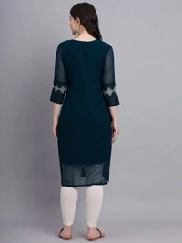 FWVLS PREMIUM GEORGETTE CHIKANKARI KURTI - M-38, Cyan-Blue