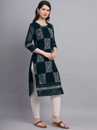 FWVLS LUCKNOWI CHIKANKARI GEORGETTE KURTI - L-40, Black Pearl