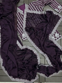 FWHB CORDING WORK EMBROIDERED READY TO WEAR SAREE WITH FULL COTI - XL, Wine