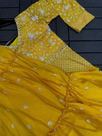 FWHB EMBROIDERY SEQUINS WORK PARTY WEAR JACKET LEHENGA WITH DUPATTA - XL, Yellow