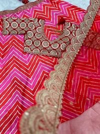 FWHB PRINTED LEHENGA WITH HEAVY EMBROIDERED BLOUSE AND ORGANZA DUPATTA - XL, Red