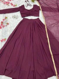 FWHB FANCY GEORGETTE LEHENGHA CHOLI FULLY STTICHED, WITH FANCY BLOUSE - XL, Magenta Red