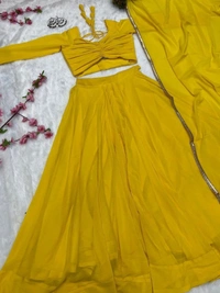 FWHB FANCY GEORGETTE LEHENGHA CHOLI FULLY STTICHED, WITH FANCY BLOUSE - L, Yellow