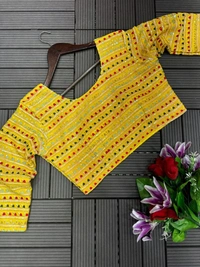 FWHB HALDI SPECIAL EMBROIDERY WORK READY READY TO WEAR LEHENGA CHOLI - XL, Yellow