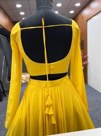 FWHB FANCY GEORGETTE LEHENGHA CHOLI FULLY STTICHED, WITH FANCY BLOUSE - L, Yellow