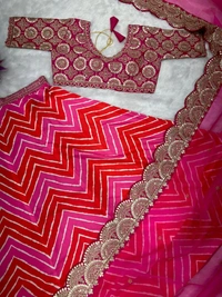 FWHB PRINTED LEHENGA WITH HEAVY EMBROIDERED BLOUSE AND ORGANZA DUPATTA - XL, PINK