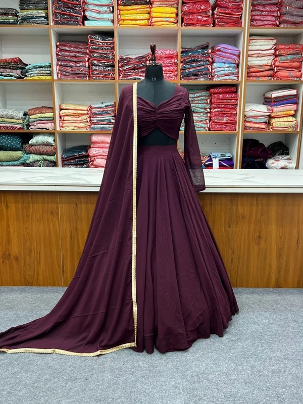 FWHB FANCY GEORGETTE LEHENGHA CHOLI FULLY STTICHED, WITH FANCY BLOUSE - XL, Magenta Red